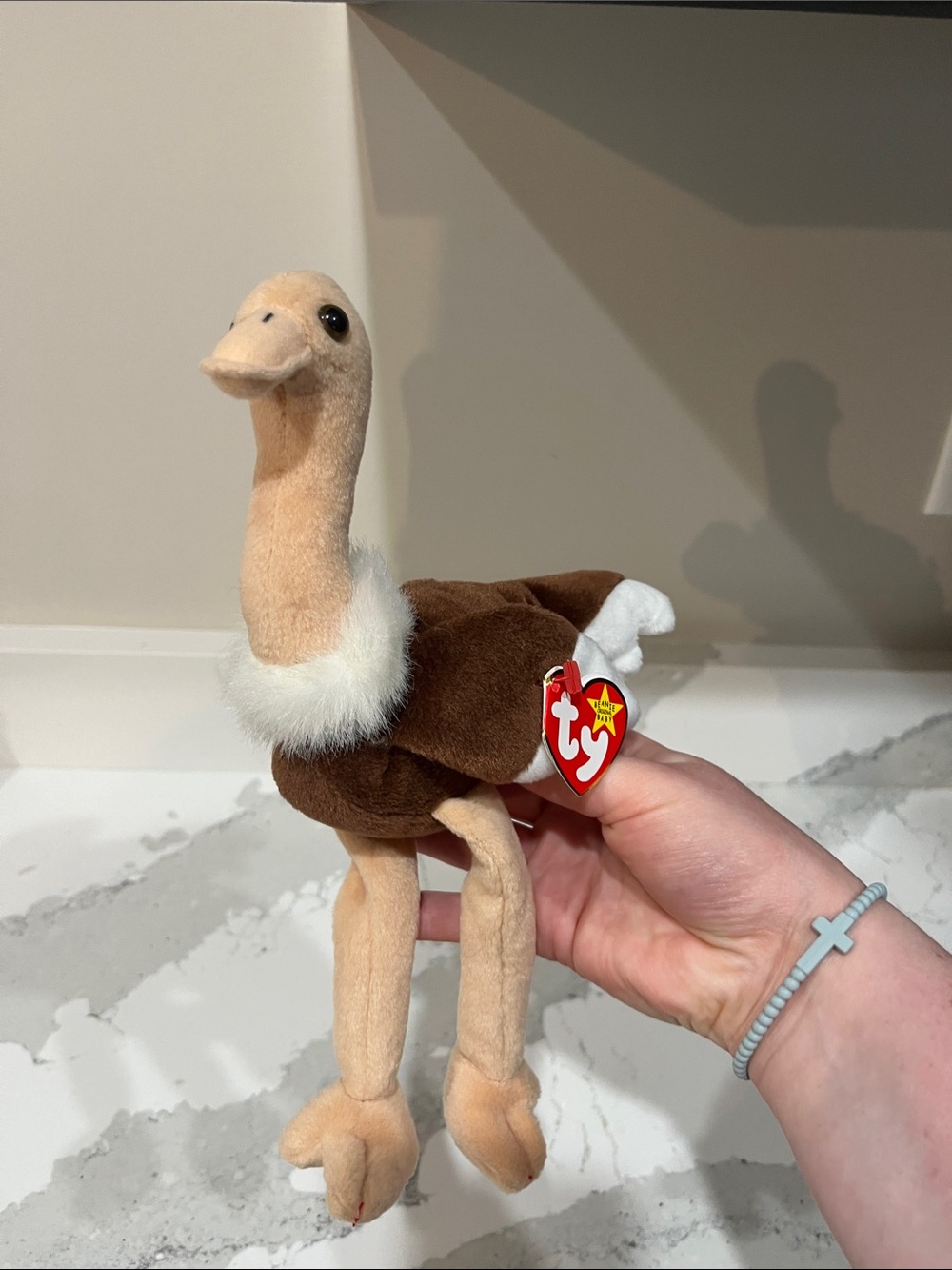 Ty Plush Ostrich in Brown, Cream and White (Stretch 1997)